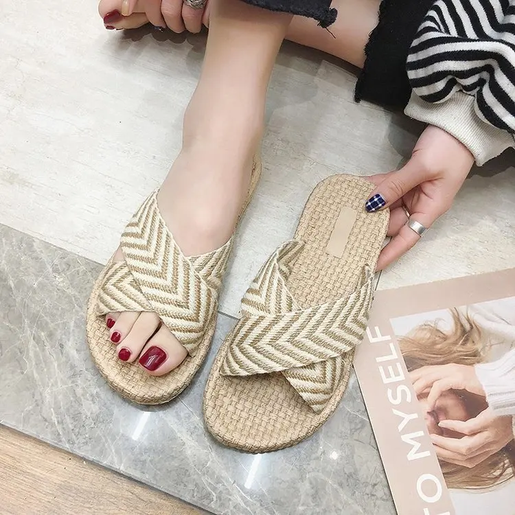 Allmatch без задника с открытыми пальцами Пляжные вьетнамки Женские Текстильные