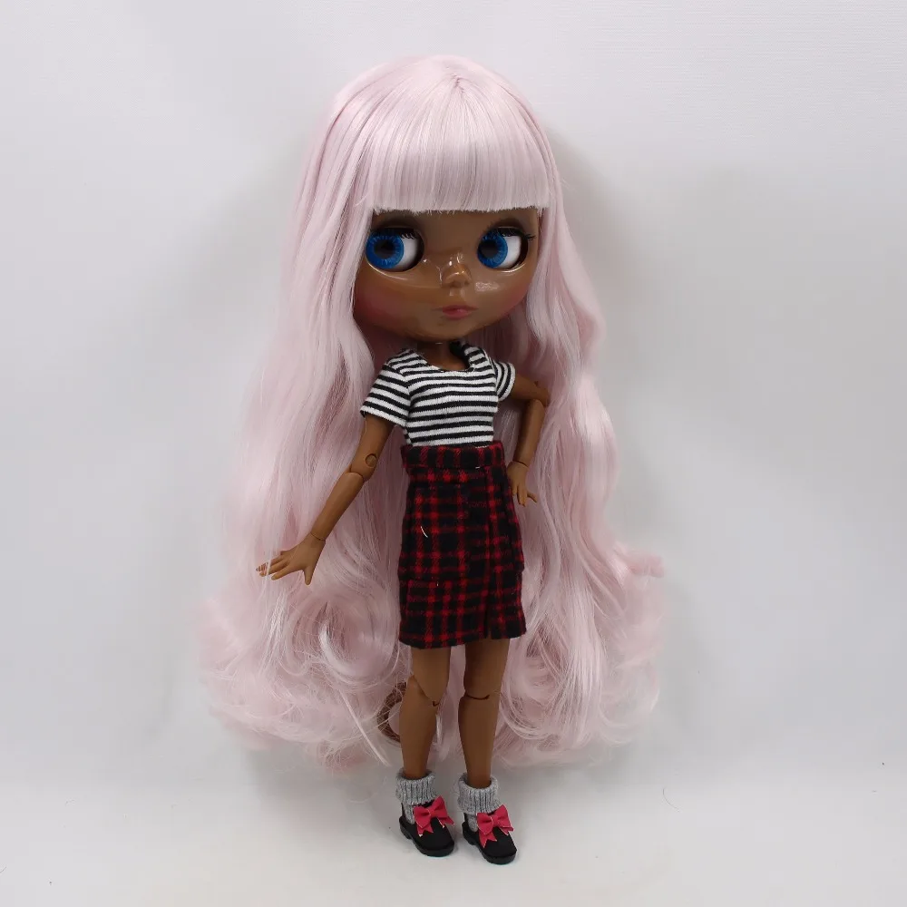 Ледяная кукла DBS Blyth 1/6 bjd супер черная кожа тон бледно розовые волосы совместное