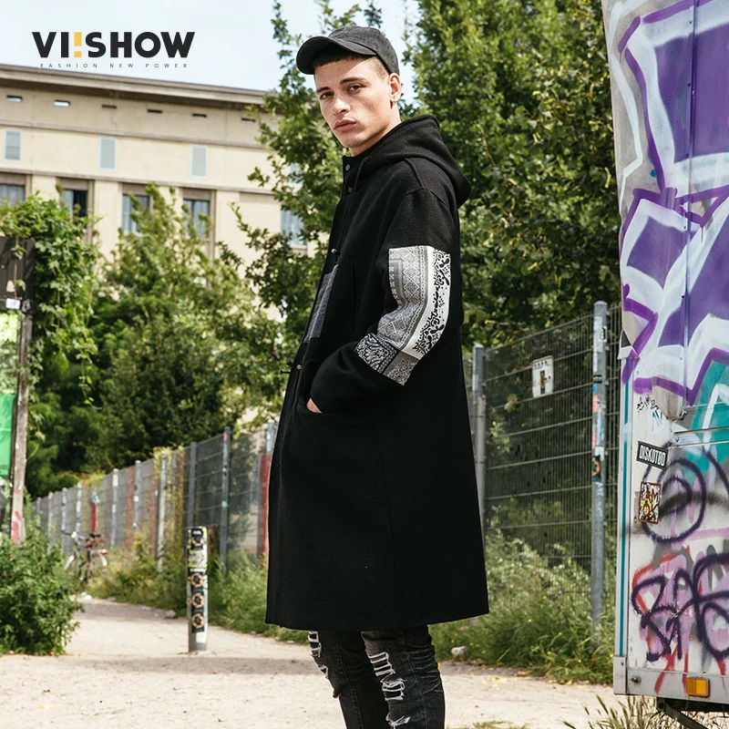 Viisishow новый зимний мужской шерстяной Тренч длинный плащ Свободное пальто высокое