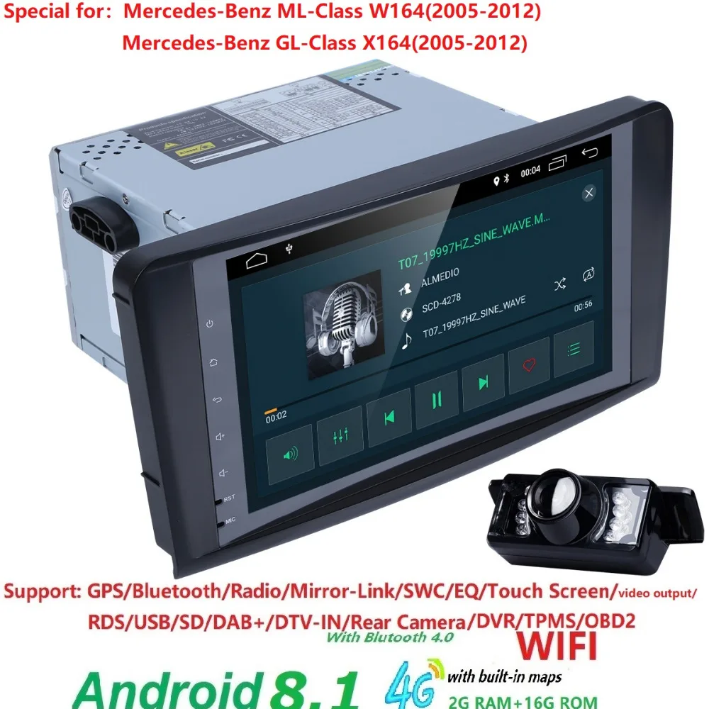 9 &quot2 din autoRadio GPS Android 8.1 Car Multimedia Head unit for Mercedes Benz ML W164 ML350 GL X164 dinli 450 2005 -2012 WIFI 4G |