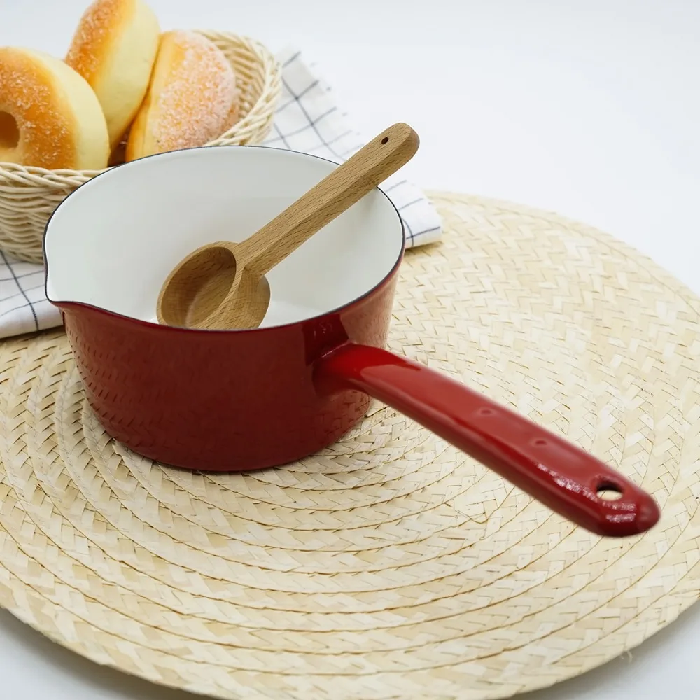 Эмалированный горшок с одной ручкой молочный для детского питания | Дом и сад