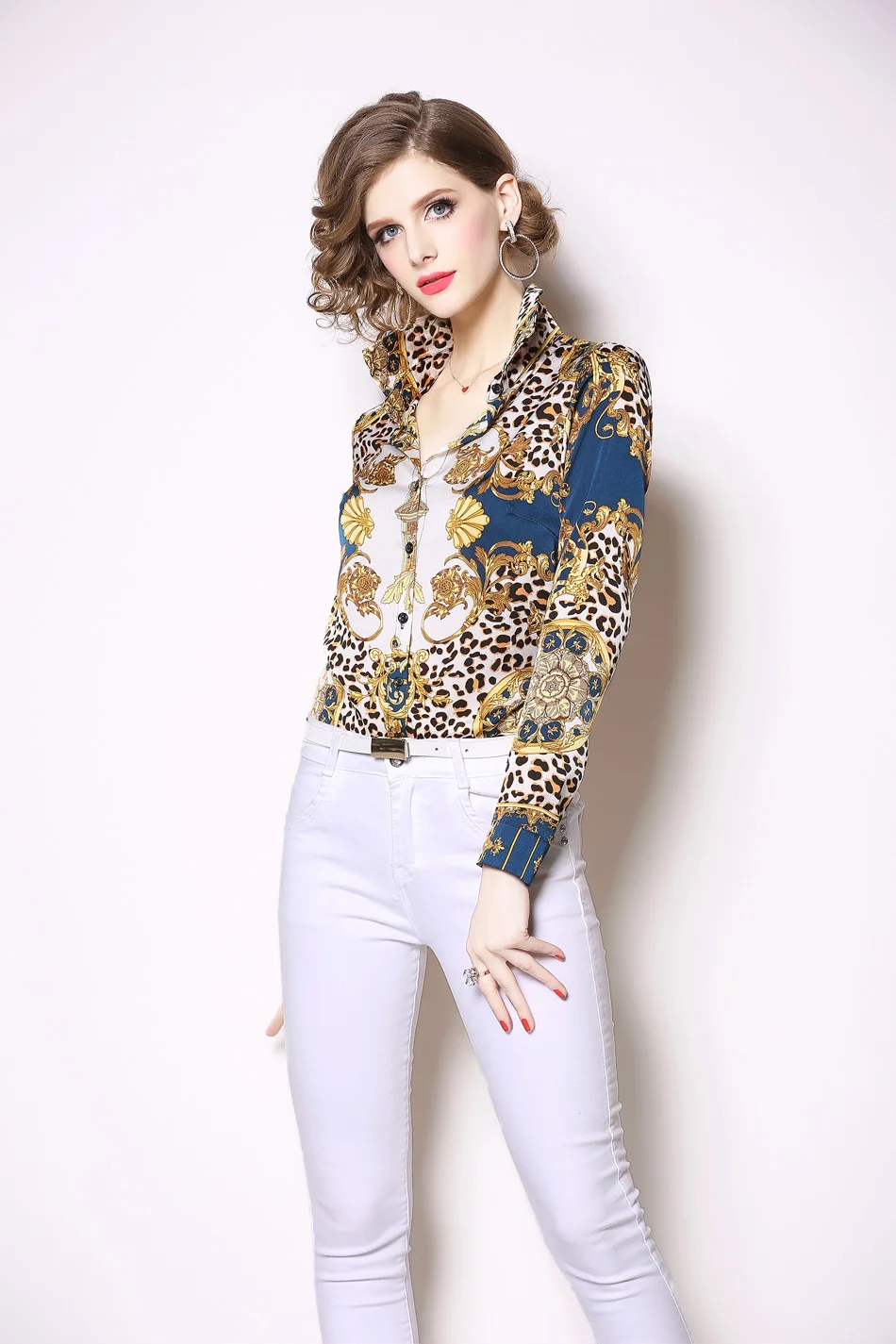 H Хан queen новое поступление с принтом Blusa Feminina рубашка для женщин шифоновая блузка Винтаж работы повседневное Топы корректирующие офисные блуз