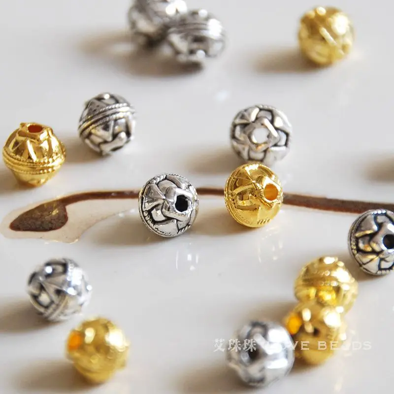 Оптовая продажа тибетские серебряные круглые бусины 50 шт./лот 6 мм изготовление