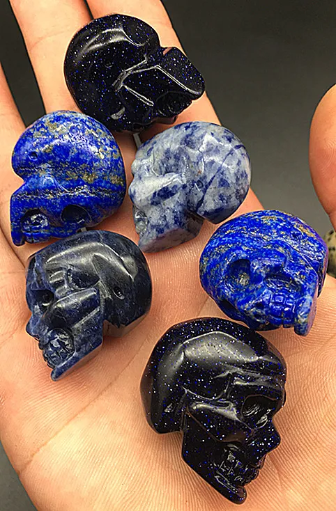 6 шт. натуральные разные виды драгоценных камней крошечные черепа кварцевый