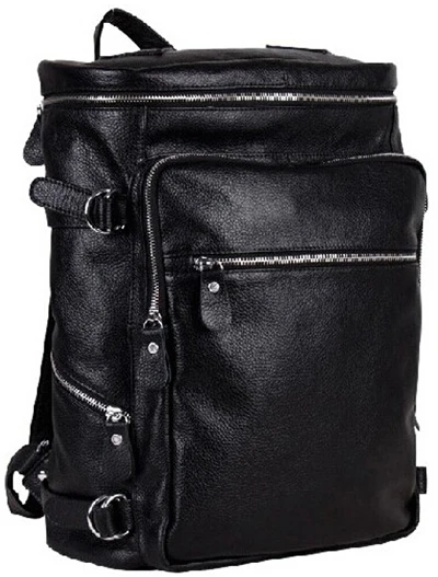 Fashion Men Leather Backpack Brown Genuine Leather Backpack Men School Bag Travel Backpack Rucksack Black Free Shipping