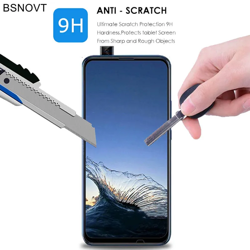 Protector de pantalla de cristal templado para Huawei, Protector de pantalla de vidrio templado para Honor 10X Lite 9C 9A 9S X10 P Smart Z 2020 Y9 Prime 2019, 2 uds.-2