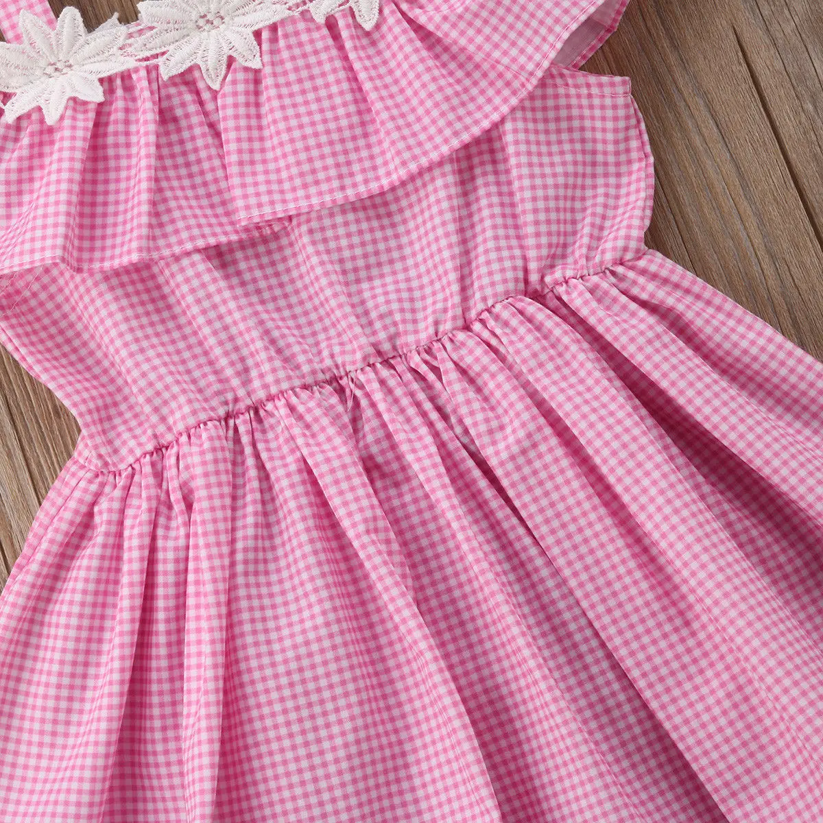 2018 NEW FASHION Toddler Kids Baby Girl Cotton Flower Off-shoulder Dress Clothes Summer sweet lovely plsid wild stylish CH | Детская