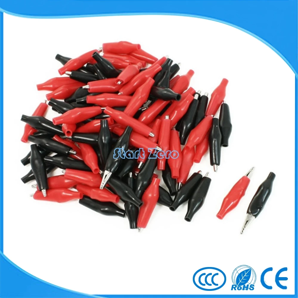 100 шт. 36 мм Аллигатор тестовый зажим для электрического соединительного