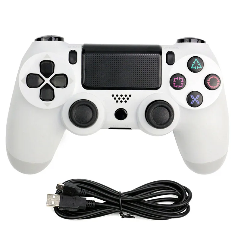 White Проводной игровой контроллер для PS4 DualShock Вибрационный джойстик геймпады, совместимые с playstation 4 - Цвет: White