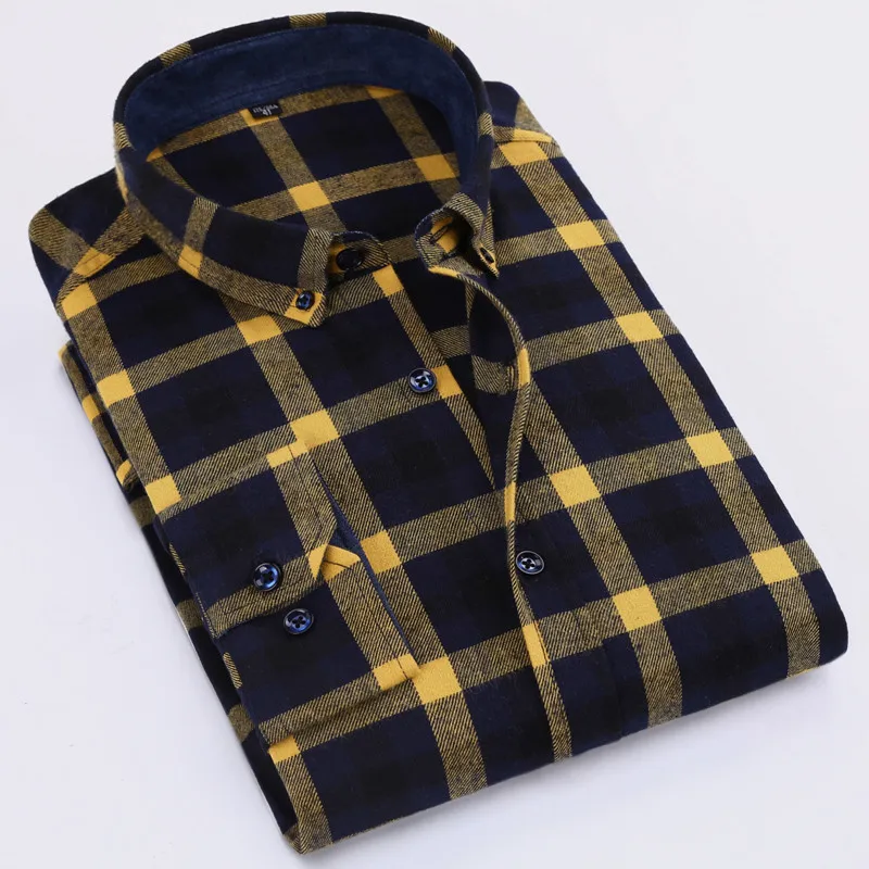 Мужская Фланелевая рубашка в клетку 100% хлопок весна-осень 2019 Повседневная с