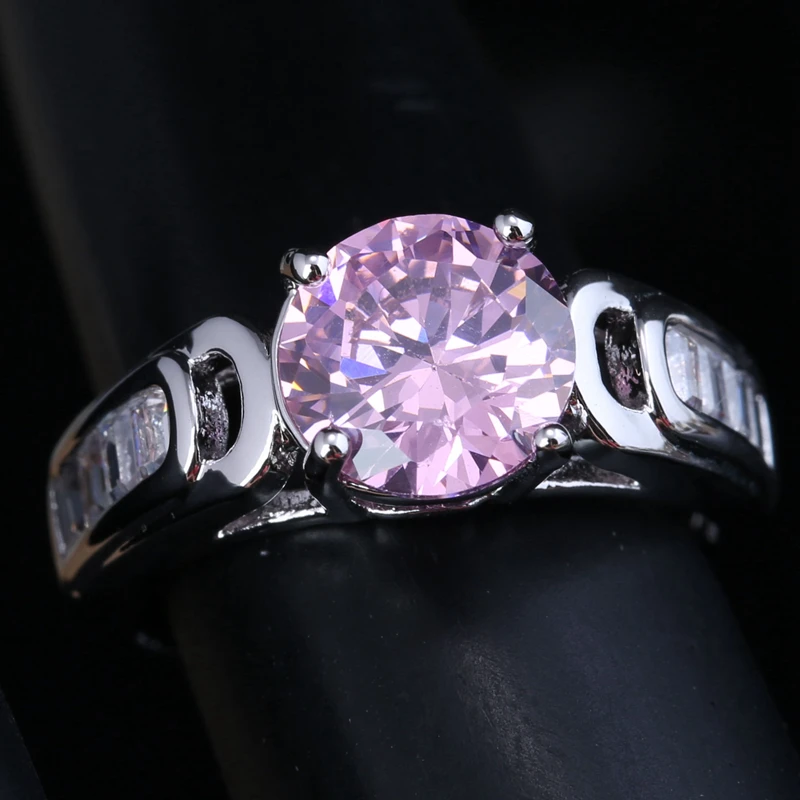 

Impressive Multigems Pink Zircon Silver Plated Argent Party Jewelry US# Ring Size 6 / 7 / 8 / 9 S1803