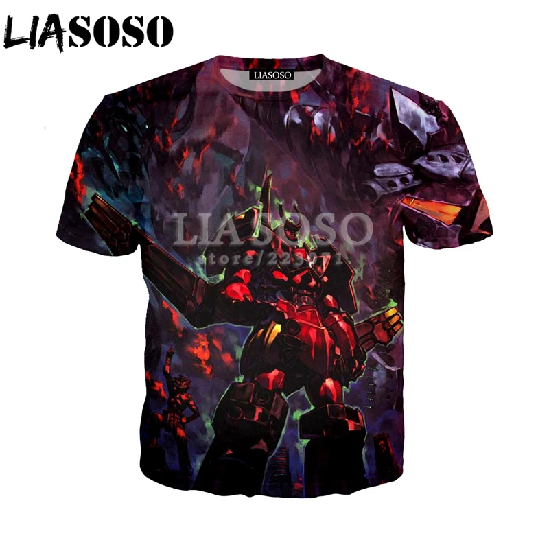 LIASOSO Summer Fashion Men Women Short Sleeve Sweatshirt 3D Print Anime Tengen Toppa Gurren Lagann T-Shirt Cute Pullover A033-01 | Мужская