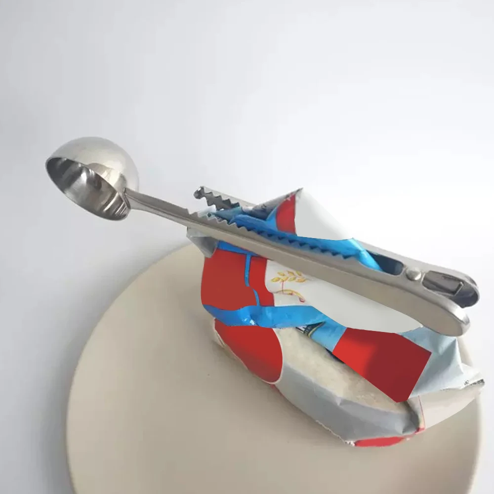 2 в 1 многофункциональная ложка для кофе из нержавеющей стали с зажимом чай мерный