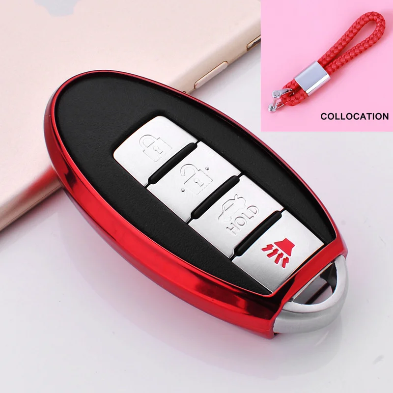 A-red keychain Мягкий чехол для ключей из ТПУ для Nissan 370Z Altima GT-R Maxima Murano Rogue Sentra Cube Versa Juke Leaf защита ключей автомобиля - Название цвета: A-red keychain