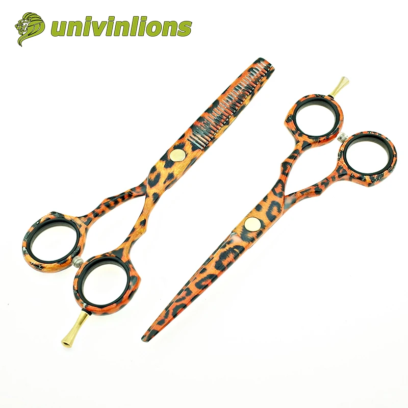 

5.5" leopard japanese hair cutting shears cut hair sissors 440C hairdressing scissors professional barber razor edge haircut