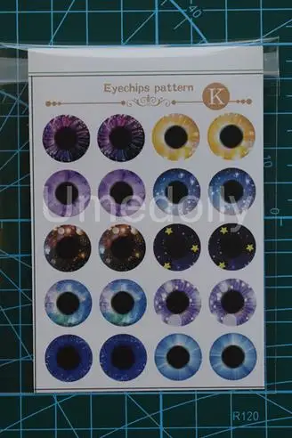 1pcs eye pattern K DIY модифицированный глазной чип шаблон бумаги бесшовный подходит тонкий стеклянный глазной чип s для Blyth куклы наглазники аксессуары в виде глазного яблока - Цвет: 1pcs eye pattern K