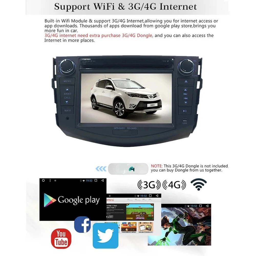 Автомобильный DVD-проигрыватель 2DIN Android 7 1 Восьмиядерный экран 1024*600 для Toyota Rav 4 RAV4