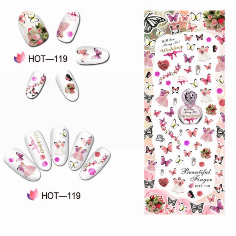 Тату наклейки для дизайна ногтей 3 шт./лот водный слайдер наклейка с полным
