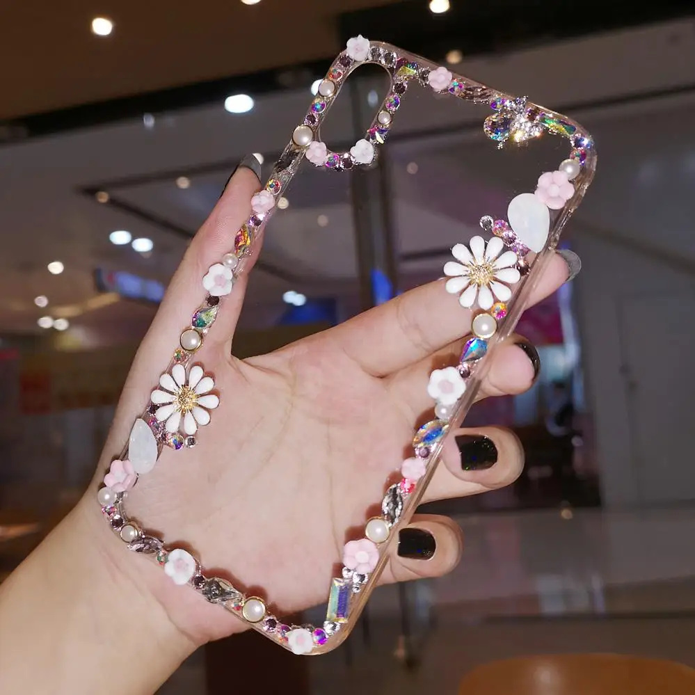 Для iphone XS max XR X роскошный чехол с ромашками и кристаллами для 11 pro 8 8plus 6S 6SP 7 Чехол