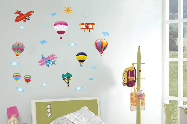 Мультфильм самолет и воздушные шары DIY Съемные наклейки на стену салон дети спальня Декорации для детских садов настенные наклейки