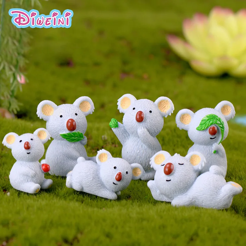 

Серая игрушка-медведь из смолы, модель животного, миниатюрные Мультяшные фигурки, сказочные садовые украшения, набор аксессуаров «сделай с...