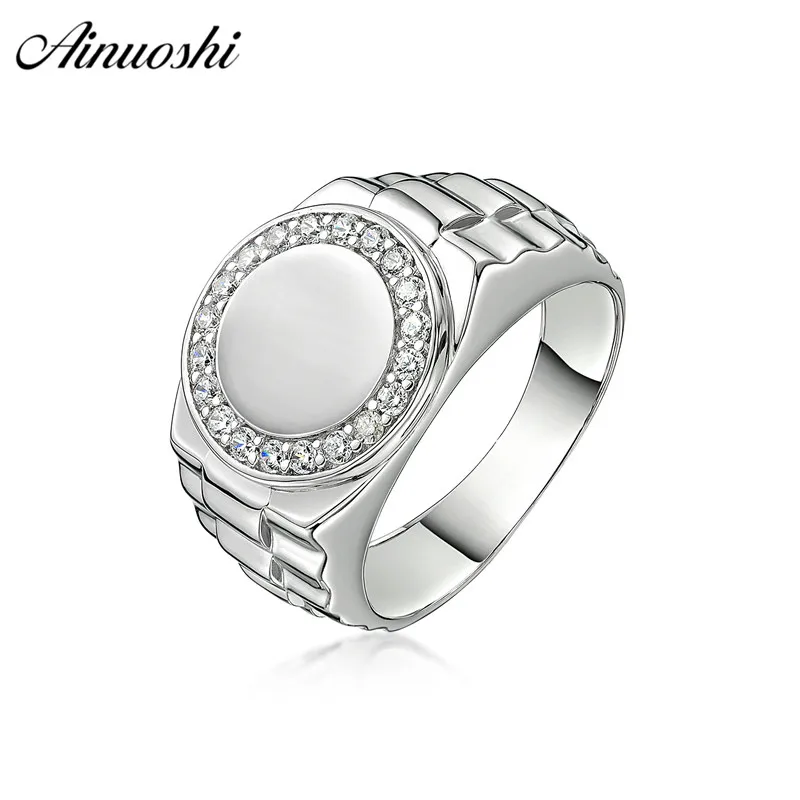 AINOUSHI модные 925 пробы серебряные мужские Свадебные обручальные круглые кольца мужские серебряные юбилейные кольца на день рождения ювелирные изделия