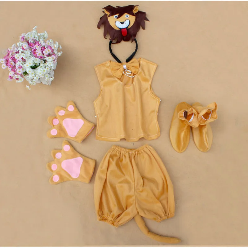 Детский костюм в виде кошки волка коровы лягушки зебры медведя собаки Льва утки