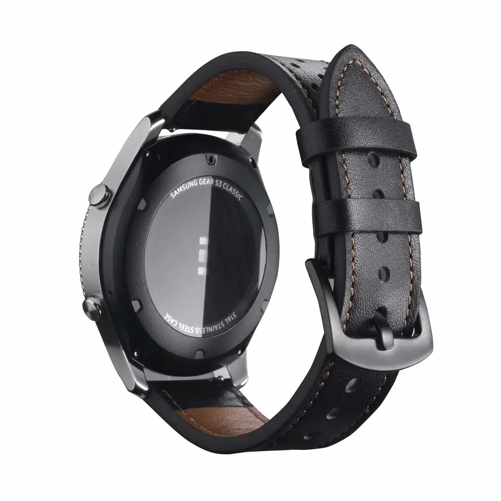 22 мм ремешок для часов для samsung gear S3 Frontier классический ремешок из натуральной кожи ремешок для мужчин и женщин Смарт часы заменить мужчин t браслет - Цвет ремешка: Black Brown
