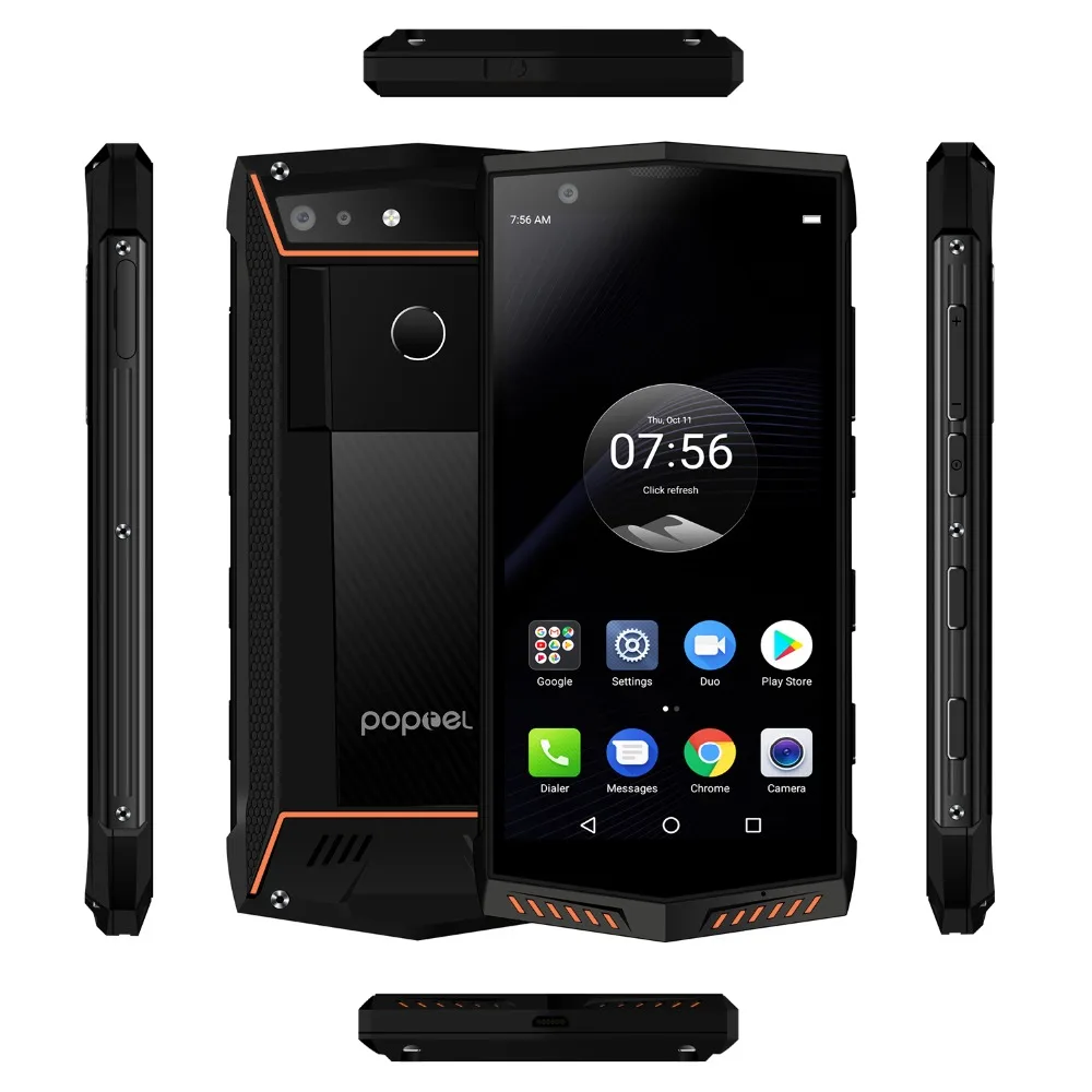 POPTEL P60 мобильный телефон с функцией распознавания лица Android 8 1 6 ГБ + 128 5 7 дюйма