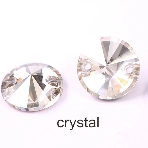 Crystal Высокое качество AAAAA пришивные стразы круглой формы Rivoli Хрустальные и AB стеклянные стразы с плоской задней частью для шитья свадебного платья F0052 - Цвет: Crystal