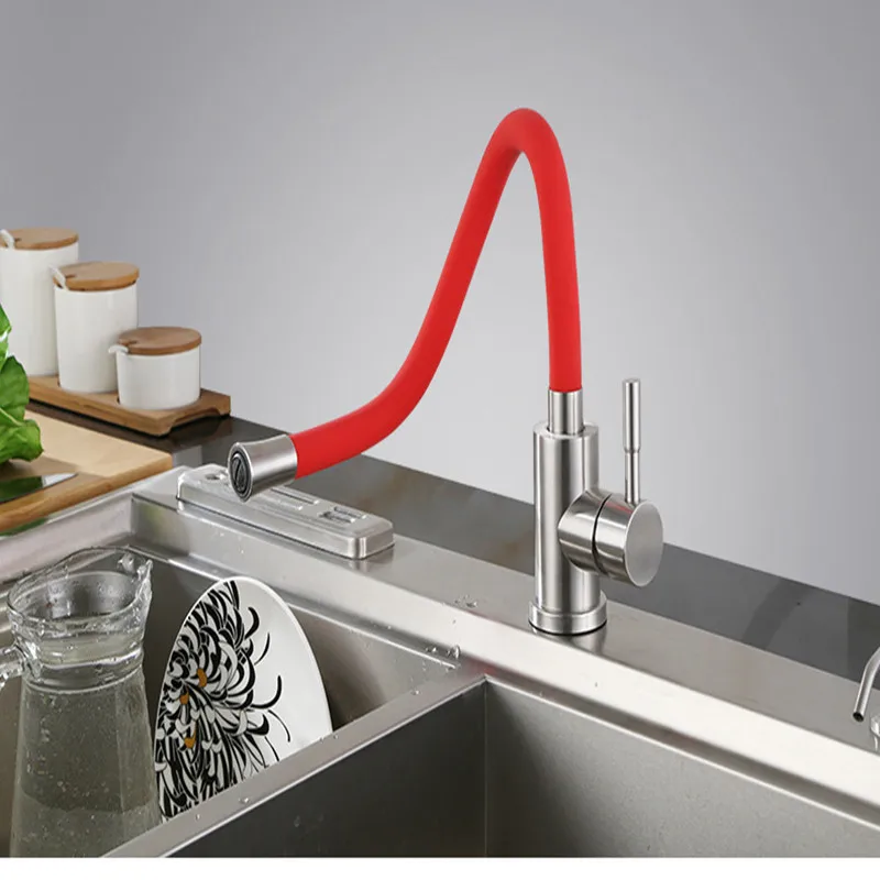 Универсальный вращающийся гибкий кухонный смеситель из нержавеющей стали