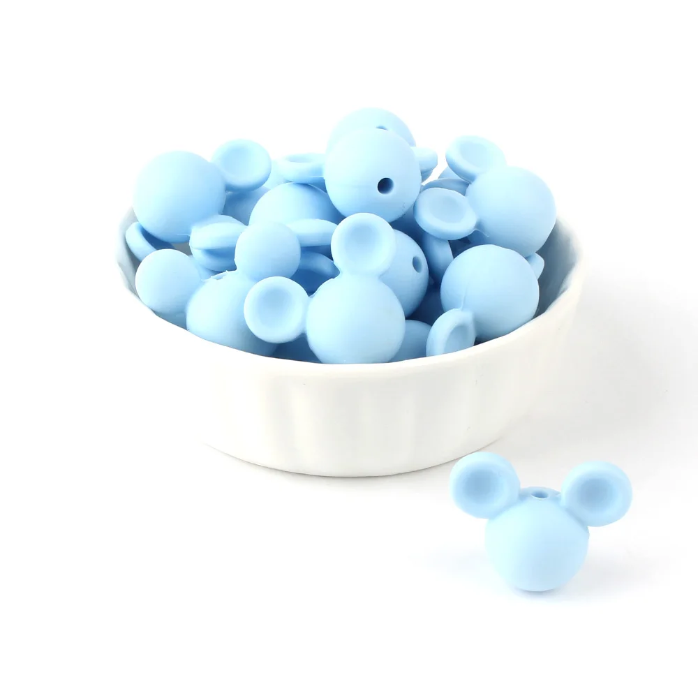 57 Pastel Blue Keep& Grow 10 шт. Микки детские силиконовые бусины BPA Бесплатно Детские Прорезыватели из пищевого жемчуга силиконовая соска-подвеска детский продукт - Цвет: 57 Pastel Blue