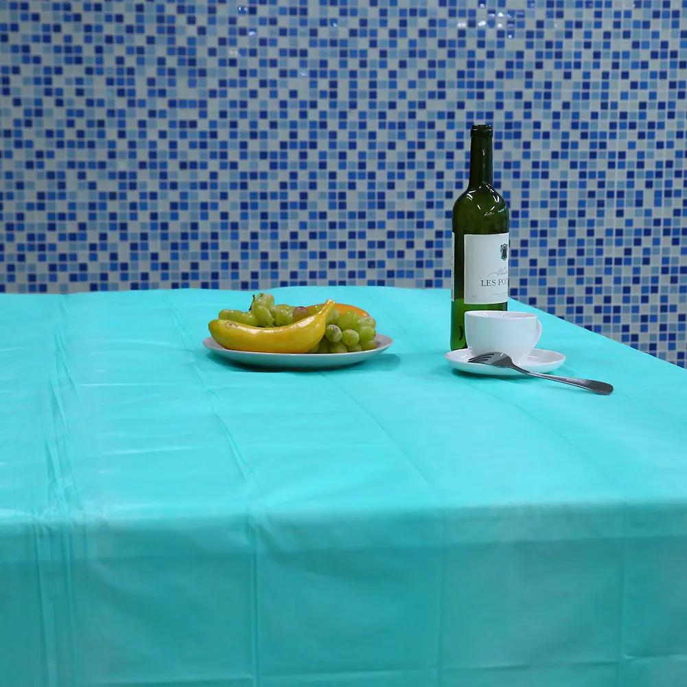 acid blue Скатерть 274x137 см, разноцветная пластиковая скатерть для дома, отеля, обеденного стола, свадебные принадлежности, Toalha De Mesa Nappe - Цвет: acid blue