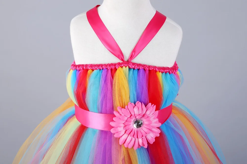 Детское свадебное платье-пачка радужной расцветки | Детская одежда и обувь
