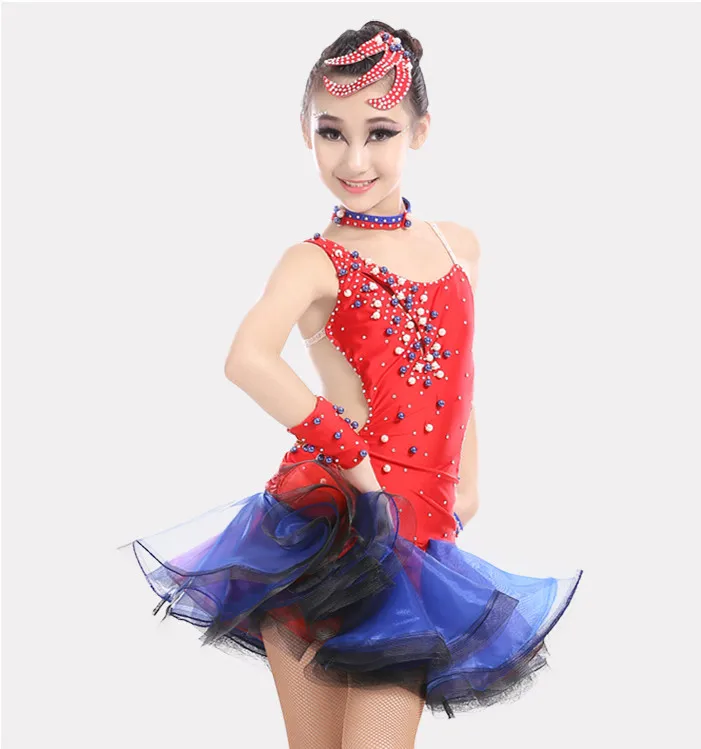 Girls Sequined Ballroom latin dancing dress Children performance Modern Stage wear Party Outfits Salsa Dance costumes | Тематическая