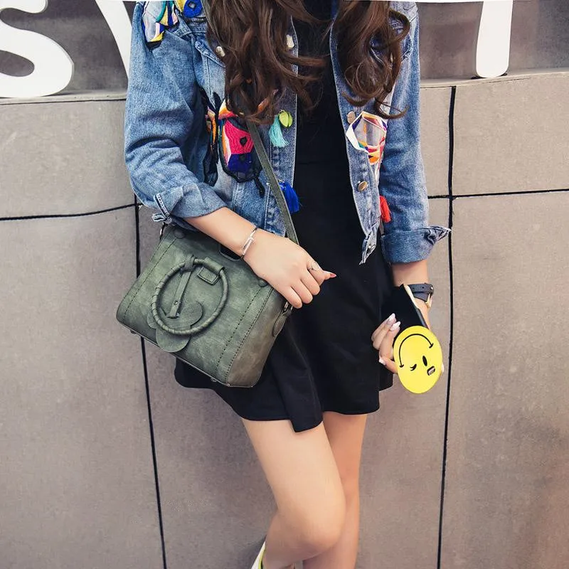 2016 Autumn Solid Women Bag Female Leather Cute Ladies Crossbody Shoulder bags Sweet Boston Girls Messenger bag bolsa feminina | Багаж и