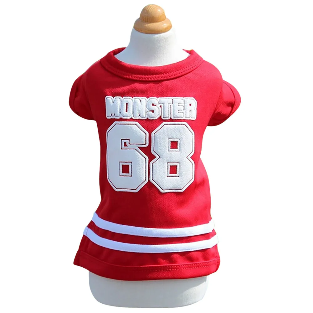 Спортивная футболка для собак с твердым номером бейсбольная одежда маленьких