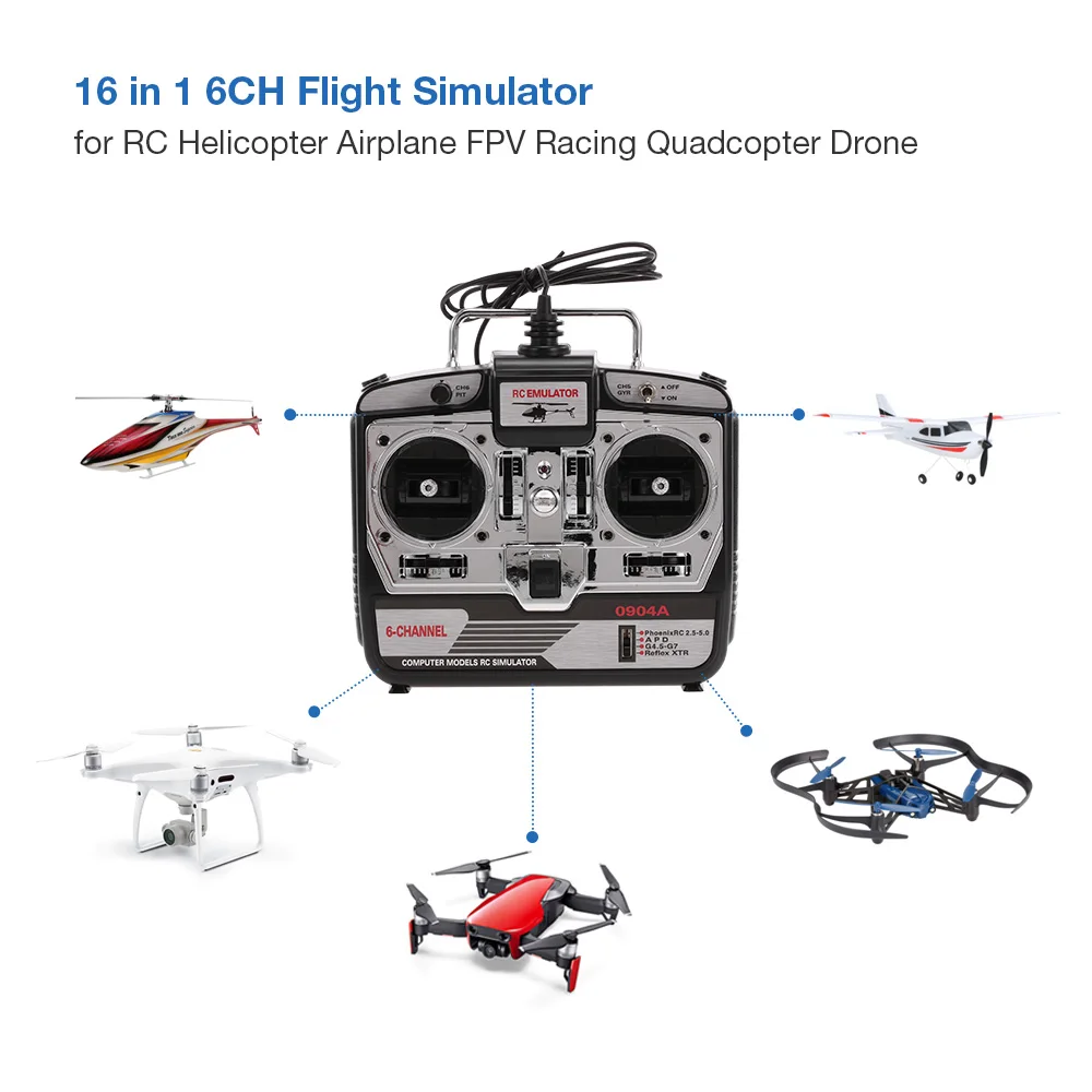 16 в 1 6CH USB симулятор полета эмулятор для RC вертолет самолет FPV гоночный Дрон