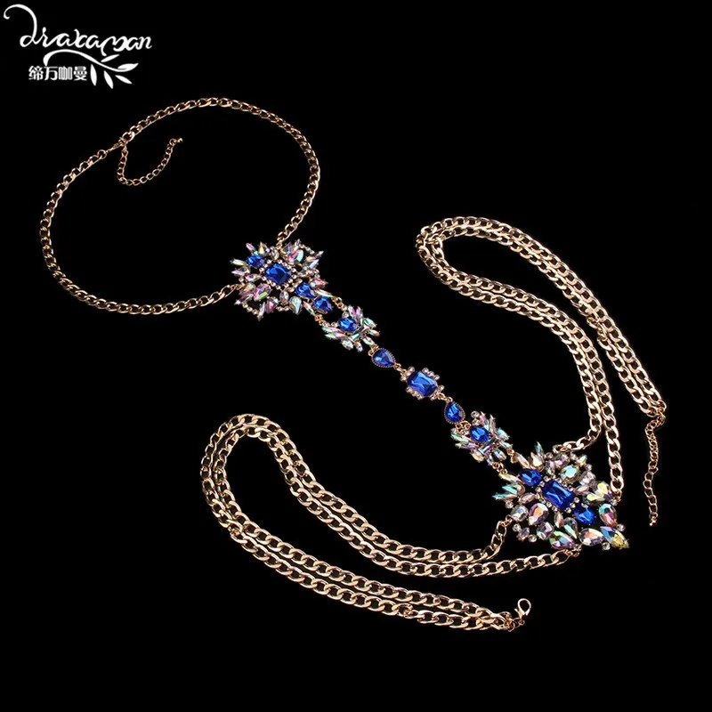 Бренд Dvacaman,, сексуальные украшения для тела с кристаллами, женское свадебное массивное ожерелье, бохо стиль, бикини, бар, цепь для тела, аксессуары X36