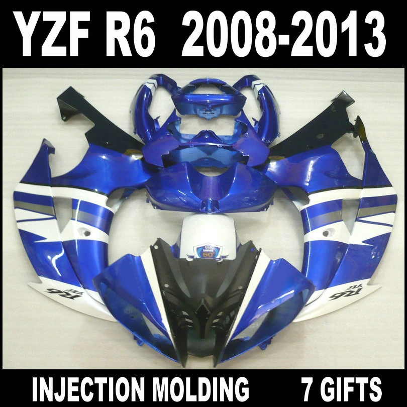 7 подарков Обтекатели для 08 09 10 11 12 13 Белый Синий Черный YAMAHA R6 Горячая продажа 2008