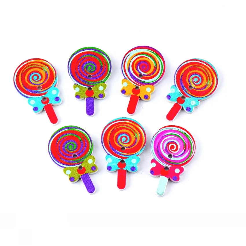 Бесплатная доставка 10 шт случайный смешанный 2 отверстия мультфильм леденец