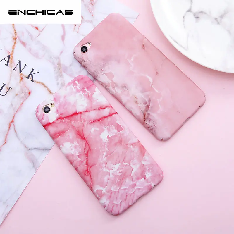 Enchicas модные розовые Мрамор трещины узор Жесткий Пластик Чехол для iphone6 6 S 7 8 плюс