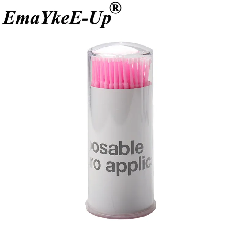 Pink-100pcs-T 100 шт., прочные Микро-аппликаторы, одноразовые кисти, индивидуальные инструменты для удаления ресниц, тампоны, мини-кисти для макияжа, инструмент для наращивания ресниц - Цвет: Pink-100pcs-T