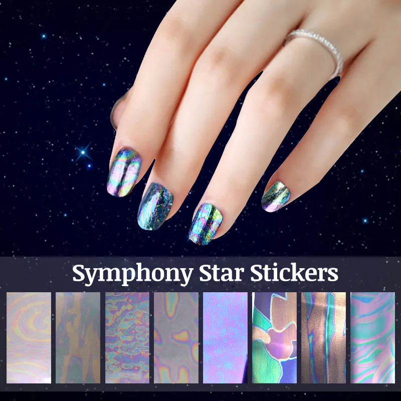 Новинка 2017 8 шт. наклейки для нейл-арта неравномерное изображение Авроры