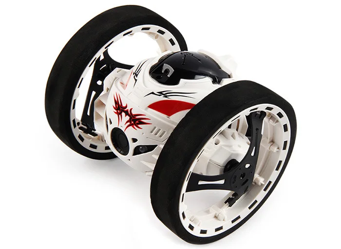 Белый Мини-автомобиль Bounce 2,4 ГГц RC автомобиль с гибкими колесами вращение светодио дный свет пульт дистанционного управления робот автомобиль игрушки для подарков - Цвет: Белый