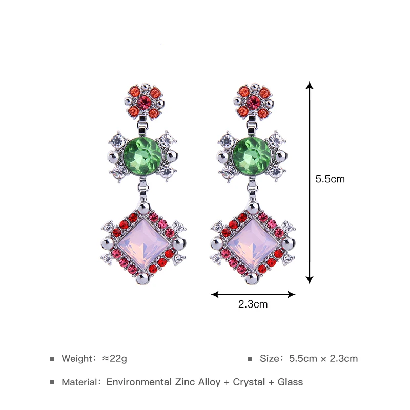 Классические серьги-подвески в виде листьев с кристаллами три цвета | Украшения и