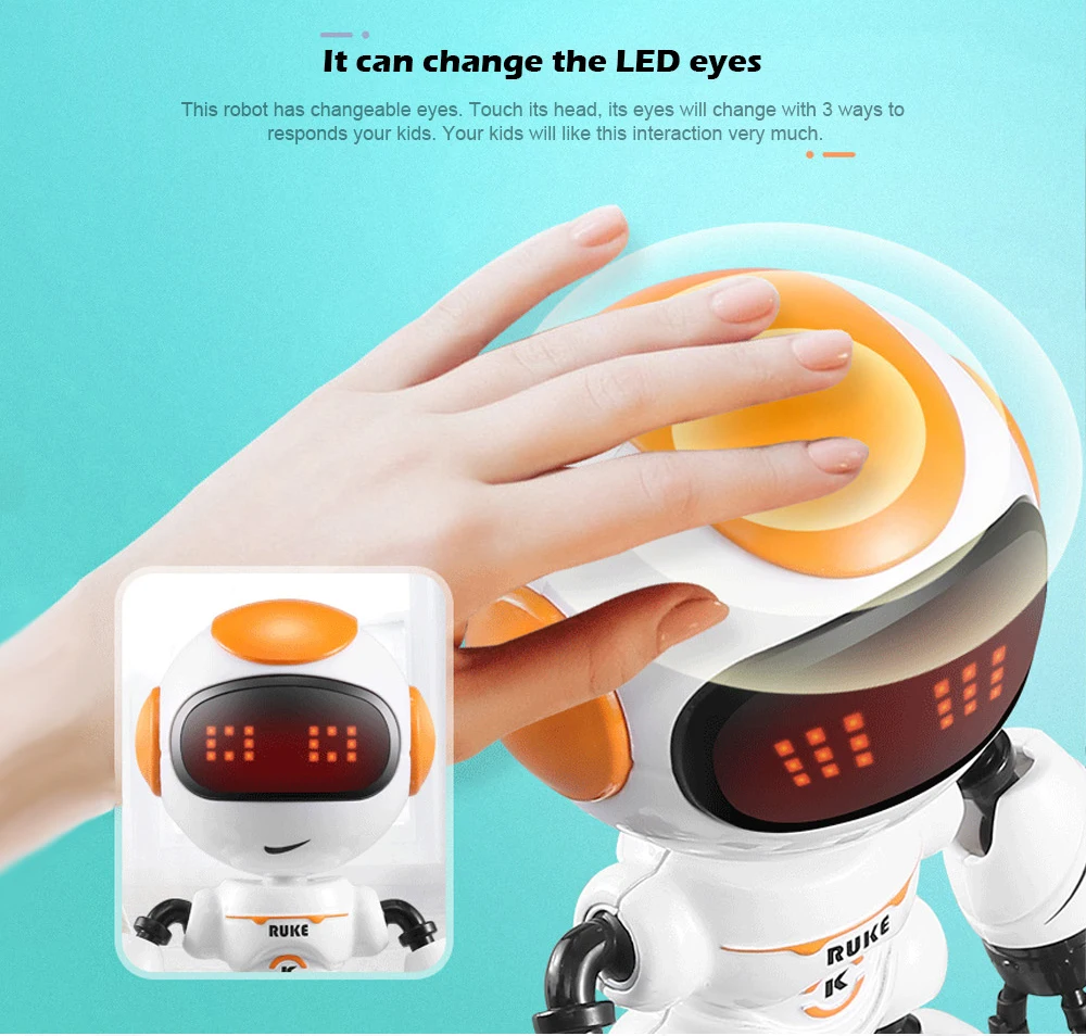 JJRC R8 Мини Смарт RC робот сенсорный сенсор роботы LED глаза умный голос сплав DIY