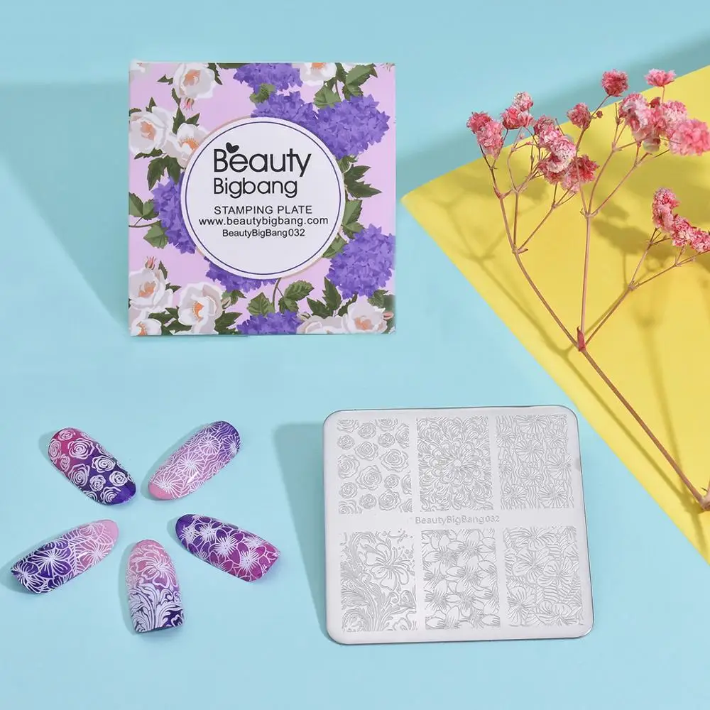 BEAUTYBIGBANG 6*6 см квадратная пластина для стемпинга ногтей тема цветов красивый