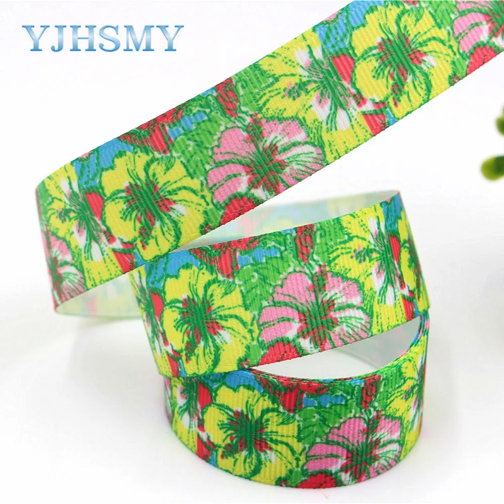YJHSMY D-171208-448 10 ярдов 22 мм цветы напечатаны grosgrain ленты DIY ручной работы аксессуары