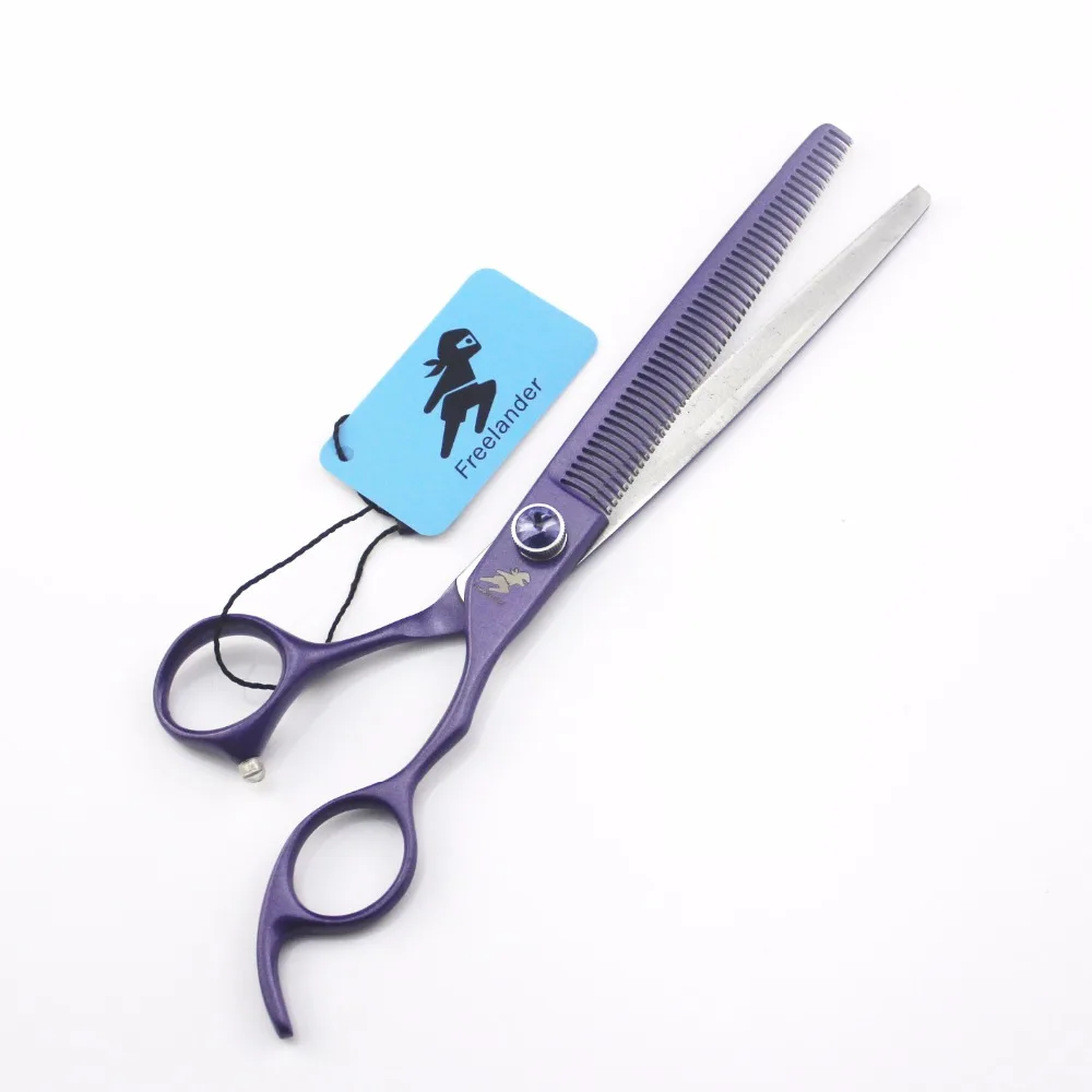

7.5"Professional pet grooming kit, direct and thinning scissors and curved pieces 3 pieces. ,technicolor Purple scissors set
